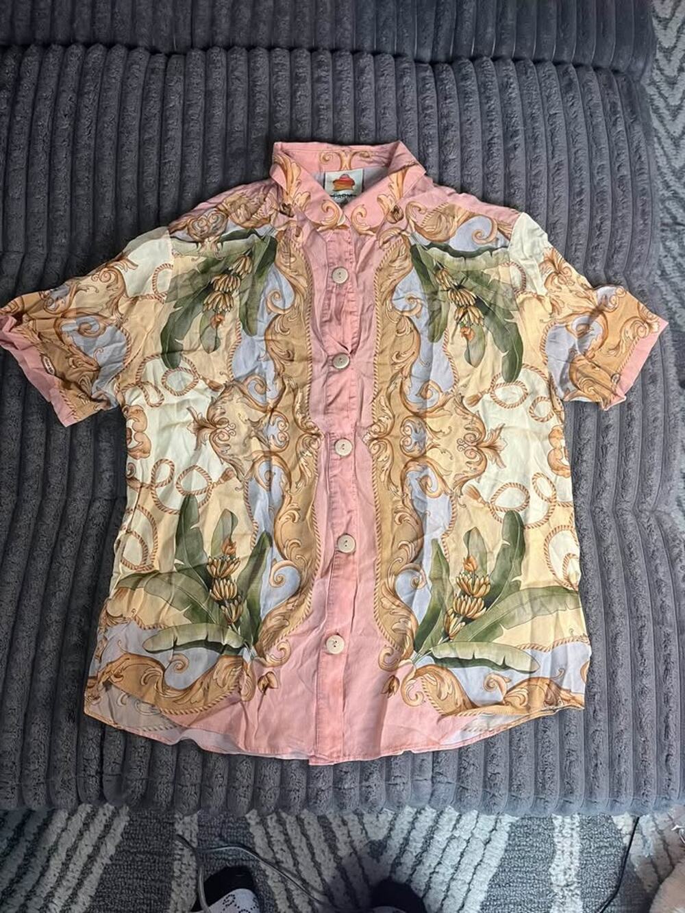 Farm Rio Tropical Baroque Short Sleeve Button Down Shirt Size M
